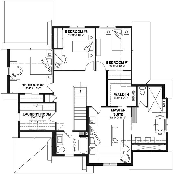 House Blueprint - Farmhouse Floor Plan - Upper Floor Plan #23-2841
