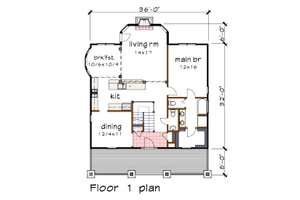 Floor Plan - Main Floor for Craftsman House Plan #79-234 - 3 bed, 2.5 bath