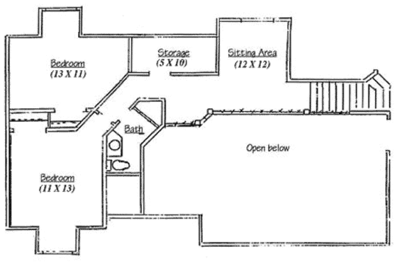 Floor Plan - Upper Floor for Country House Plan #5-206 - 5 bed, 3.5 bath