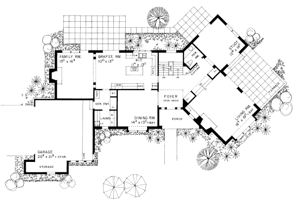 House Blueprint - European Floor Plan - Main Floor Plan #72-386