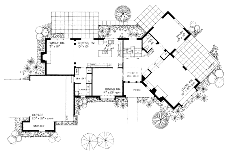 Home Plan - Floor Plan - Main Floor for European House Plan #72-386 - 4 bed, 3.5 bath