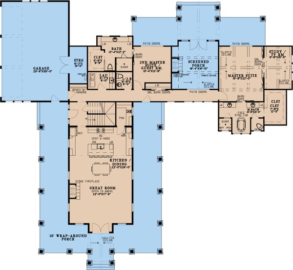 Farmhouse Floor Plan - Main Floor Plan #923-340