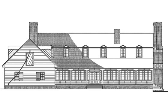Exterior - Rear Elevation for Classical House Plan #137-313 - 4 bed, 4 bath