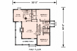 Floor Plan - Main Floor for Country House Plan #140-154 - 2 bed, 3 bath