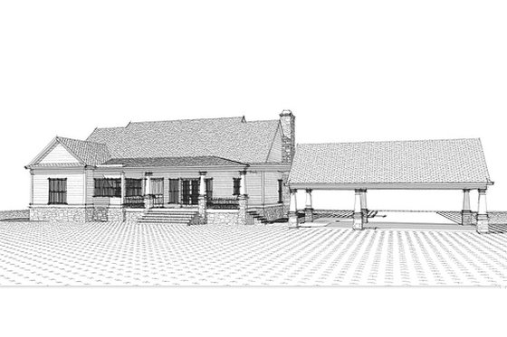 Exterior - Rear Elevation for Craftsman House Plan #63-343 - 3 bed, 2.5 bath