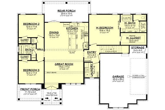 Floor Plan - Main Floor for Farmhouse House Plan #430-407 - 3 bed, 2 bath