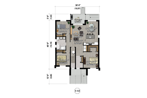 Floor Plan - Main Floor for European House Plan #25-5042 - 9 bed, 3 bath