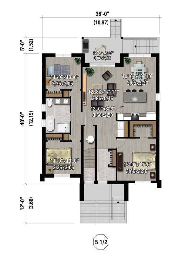 House Blueprint - European Floor Plan - Main Floor Plan #25-5042