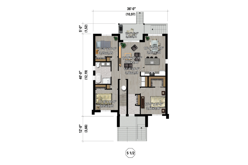 House Blueprint - Floor Plan - Main Floor for European House Plan #25-5042 - 9 bed, 3 bath