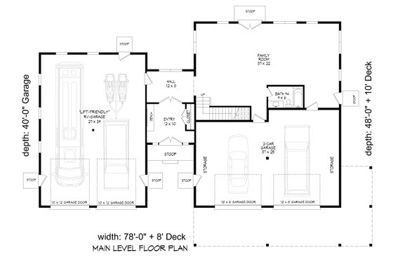 Floor Plan - Main Floor for Farmhouse House Plan #932-1159 - 3 bed, 4 bath