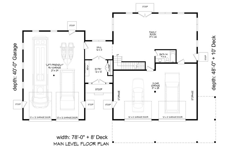 Architectural House Design - Floor Plan - Main Floor for Farmhouse House Plan #932-1159 - 3 bed, 4 bath