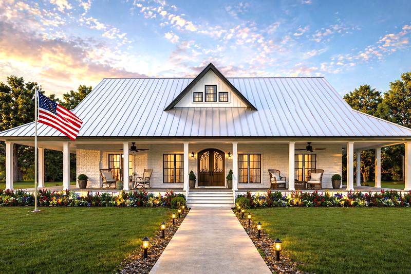 House Blueprint - Exterior - Front Elevation 3 for Country House Plan #44-266 - 3 bed, 2 bath