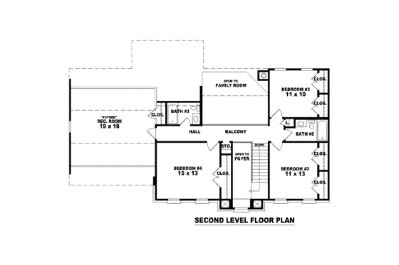 Floor Plan - Upper Floor for European House Plan #81-13655 - 4 bed, 3.5 bath