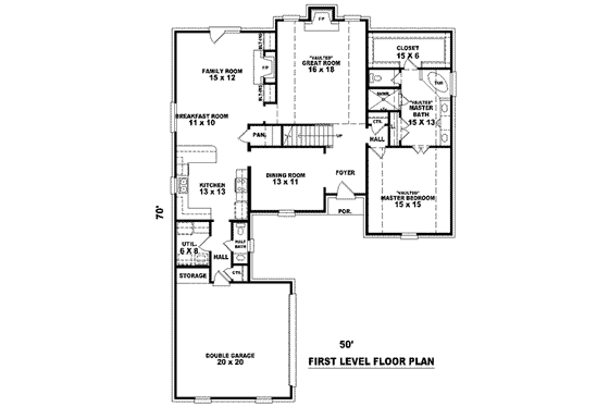 Floor Plan - Main Floor for European House Plan #81-997 - 4 bed, 2.5 bath