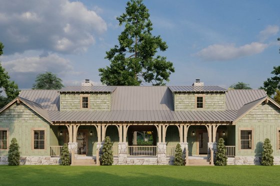 Exterior - Rear Elevation for Cabin House Plan #923-416 - 3 bed, 2 bath