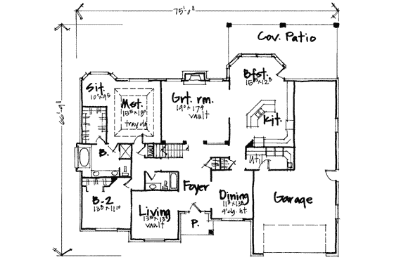 Floor Plan - Main Floor for European House Plan #308-225 - 4 bed, 3 bath