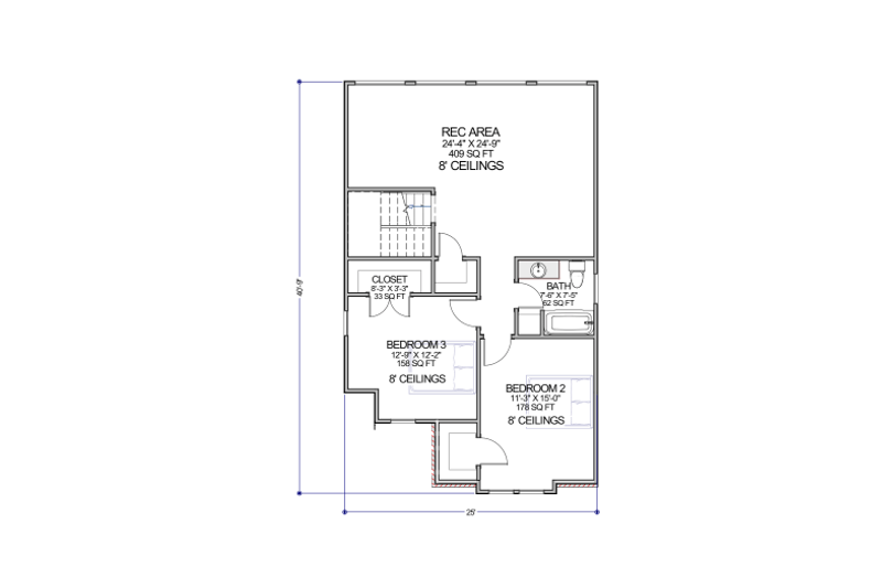 House Design - Floor Plan - Upper Floor for Contemporary House Plan #1116-5 - 3 bed, 2.5 bath