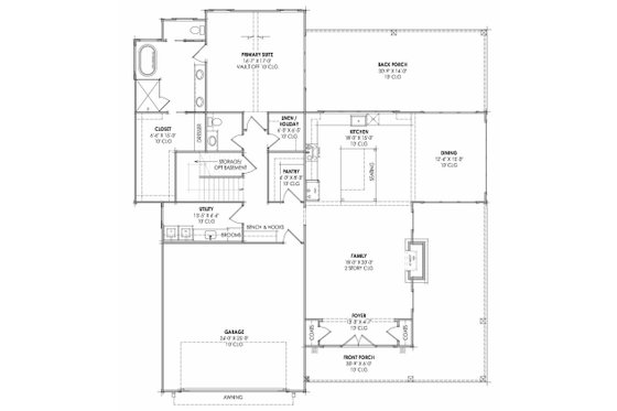 Floor Plan - Main Floor for Farmhouse House Plan #1096-177 - 4 bed, 3.5 bath