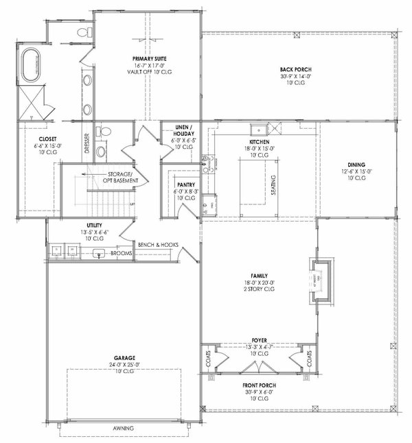 Architectural House Design - Farmhouse Floor Plan - Main Floor Plan #1096-177