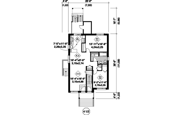 Floor Plan - Main Floor for Contemporary House Plan #25-4279 - 6 bed, 3 bath
