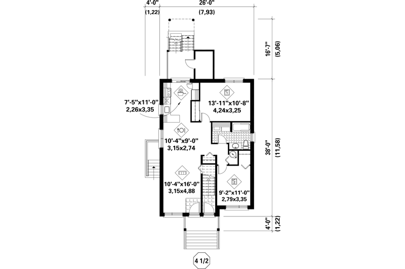 Home Plan - Floor Plan - Main Floor for Contemporary House Plan #25-4279 - 6 bed, 3 bath