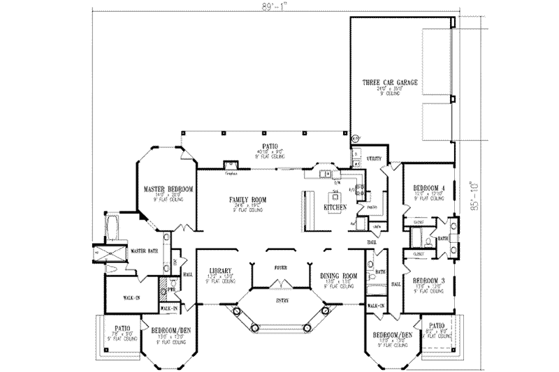 Dream House Plan - Floor Plan - Main Floor for Mediterranean House Plan #1-812 - 4 bed, 3.5 bath