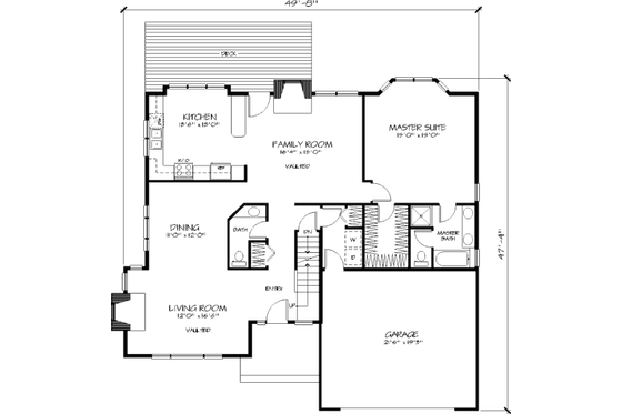 Floor Plan - Main Floor for Traditional House Plan #320-381 - 3 bed, 2.5 bath