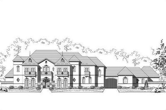 Exterior - Front Elevation for European House Plan #411-563 - 5 bed, 5.5 bath