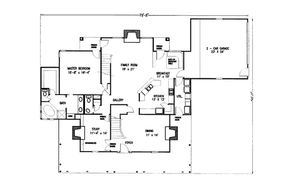 Floor Plan - Main Floor for Country House Plan #410-115 - 4 bed, 3.5 bath