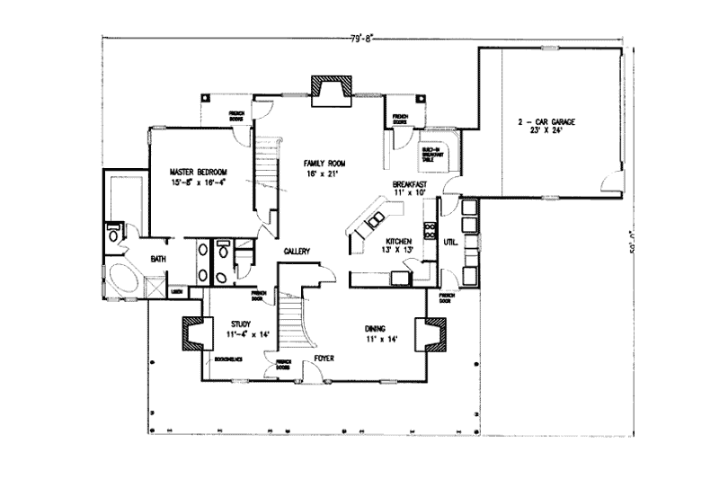 Dream House Plan - Floor Plan - Main Floor for Country House Plan #410-115 - 4 bed, 3.5 bath