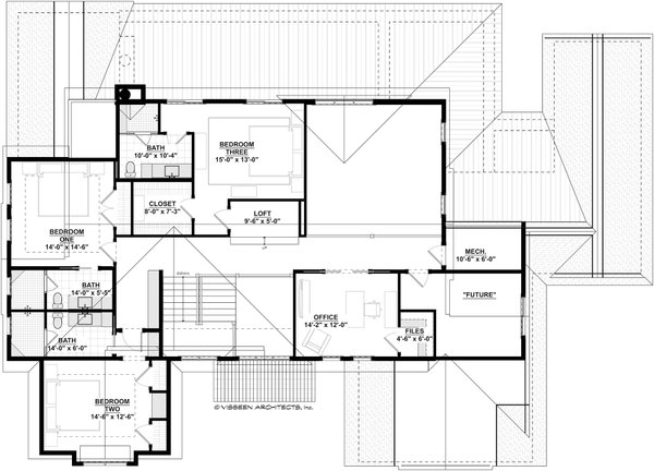Architectural House Design - Floor Plan - Upper Floor for Farmhouse House Plan #928-457 - 4 bed, 6.5 bath