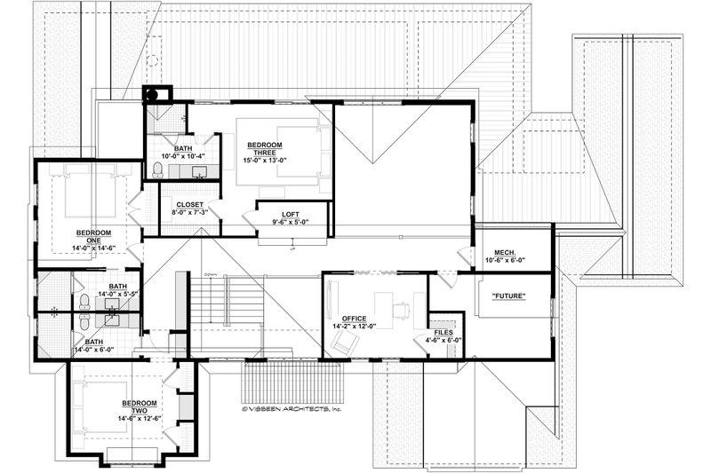 Architectural House Design - Floor Plan - Upper Floor for Farmhouse House Plan #928-457 - 4 bed, 6.5 bath
