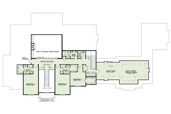 Floor Plan - Upper Floor for European House Plan #17-2570 - 4 bed, 4.5 bath