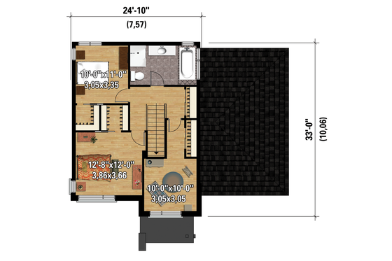 Floor Plan - Upper Floor 1 for Contemporary House Plan #25-4294 - 3 bed, 1 bath