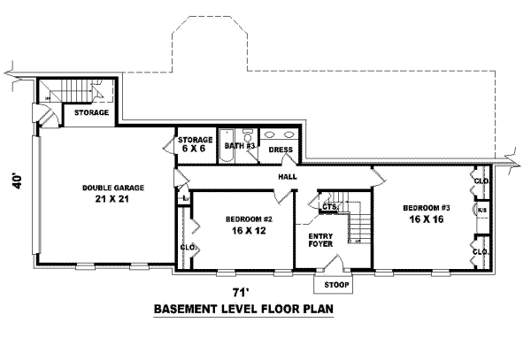 Colonial Floor Plan - Lower Floor Plan #81-792