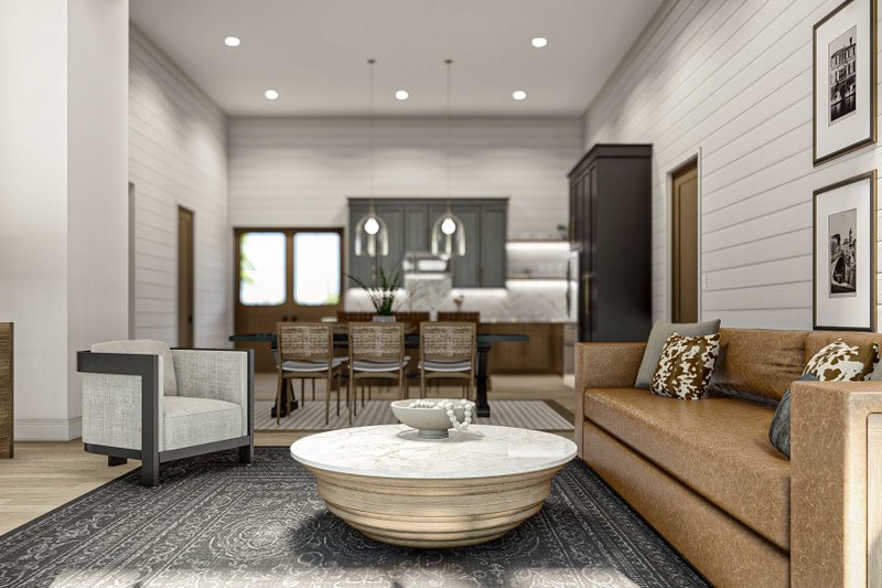 House Blueprint - Interior - Family Room 2 for Barndominium House Plan #455-543 - 2 bed, 1 bath
