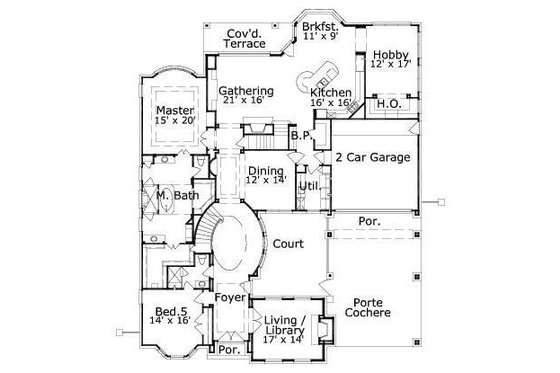 Floor Plan - Main Floor for European House Plan #411-849 - 6 bed, 5 bath