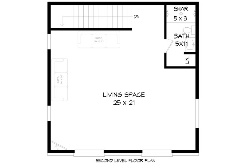 House Blueprint - Floor Plan - Upper Floor for Contemporary House Plan #932-1252 - 1 bed, 1 bath