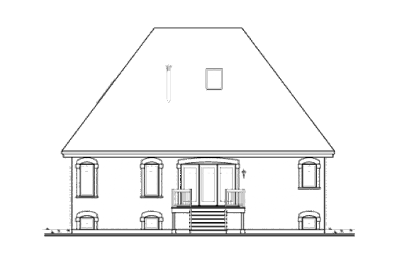 Exterior - Rear Elevation for European House Plan #23-2244 - 3 bed, 1 bath