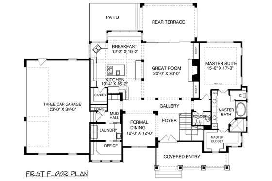 Floor Plan - Main Floor for Traditional House Plan #413-886 - 4 bed, 4.5 bath
