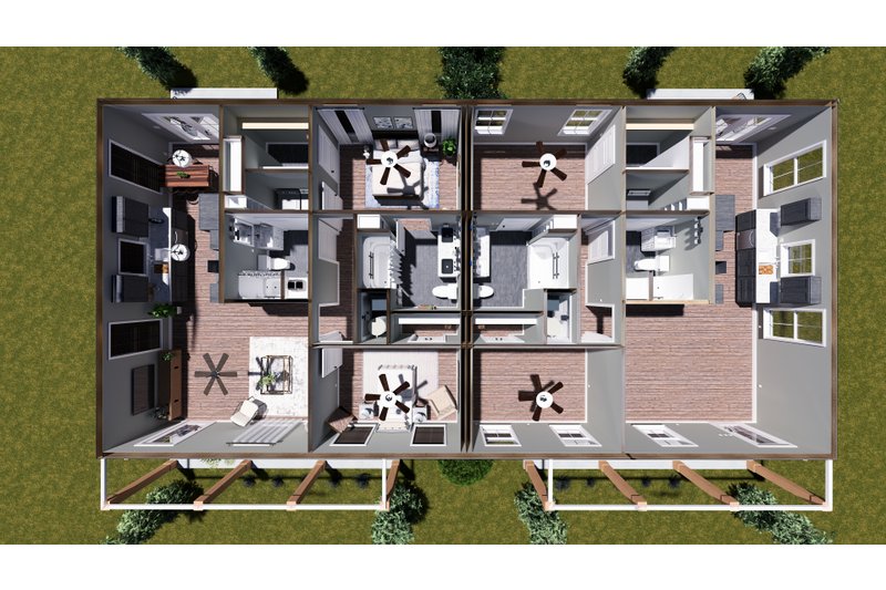 House Blueprint - Floor Plan - Main Floor 1 for Farmhouse House Plan #44-303 - 4 bed, 4 bath