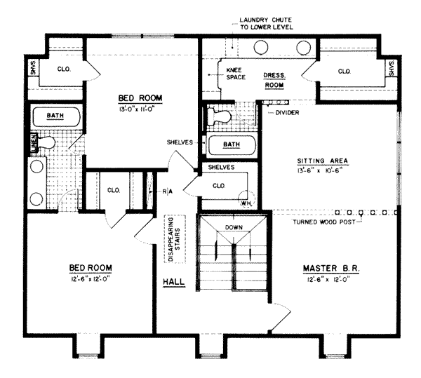 House Design - Colonial Floor Plan - Upper Floor Plan #36-394