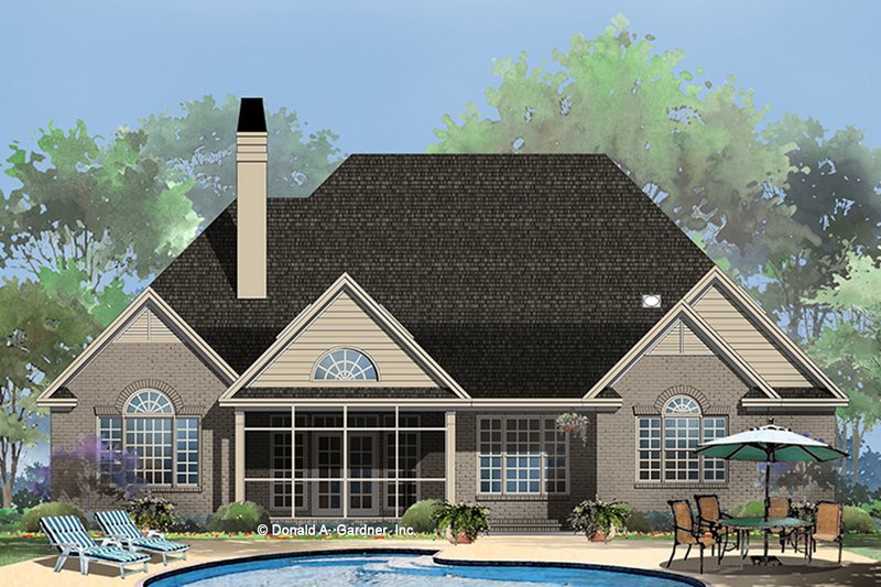 Architectural House Design - Exterior - Rear Elevation for European House Plan #929-964 - 3 bed, 2.5 bath