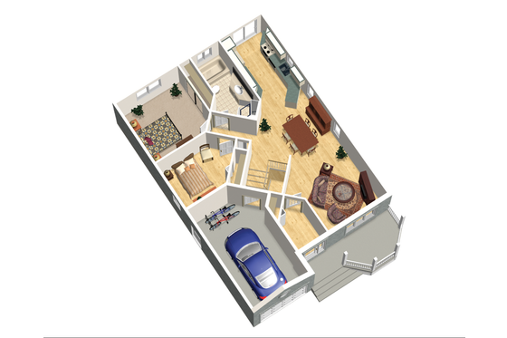 Floor Plan - Main Floor 1 for Classical House Plan #25-4536 - 2 bed, 1 bath