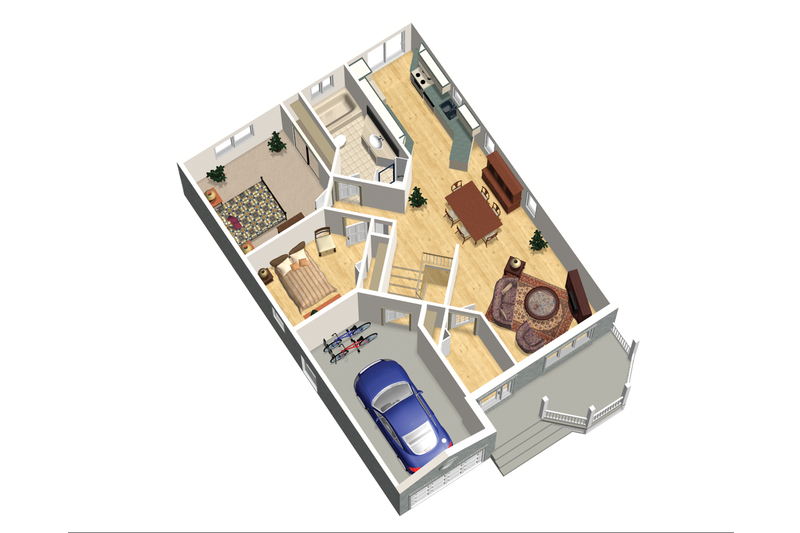 House Design - Floor Plan - Main Floor 1 for Classical House Plan #25-4536 - 2 bed, 1 bath