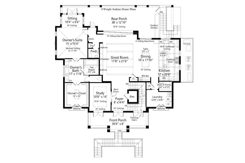 House Plan Design - Floor Plan - Main Floor for Cottage House Plan #938-159 - 4 bed, 3.5 bath