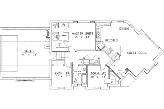 Floor Plan - Main Floor for Traditional House Plan #117-298 - 3 bed, 2 bath