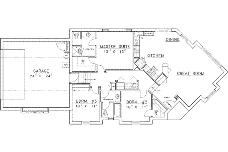House Plan Design - Floor Plan - Main Floor for Traditional House Plan #117-298 - 3 bed, 2 bath