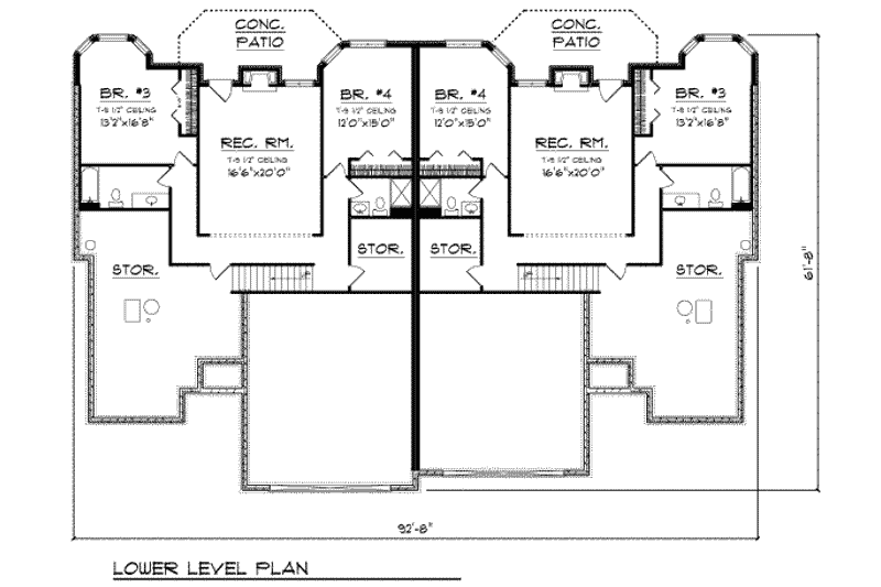 Home Plan - Floor Plan - Lower Floor for Traditional House Plan #70-750 - 4 bed, 3 bath