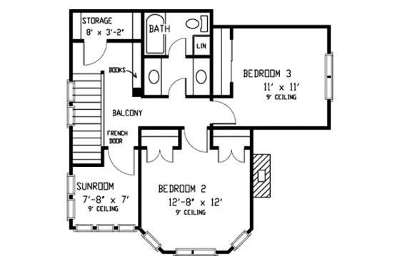 Floor Plan - Upper Floor for Country House Plan #410-114 - 3 bed, 2.5 bath